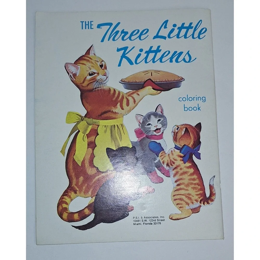 P.s.i. & Associates The Three Little Kittens Vtg Coloring Book Uncolored